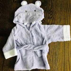 Lavender Hippo Robe - 0-9 months